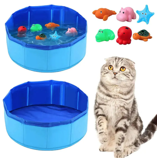 Foldable Pet Pool with Vinyl Toys